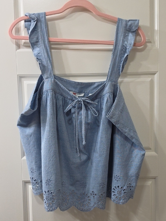 Levi's Tops - Levi's Light Blue Denim Top with Eyelet Hem - XL